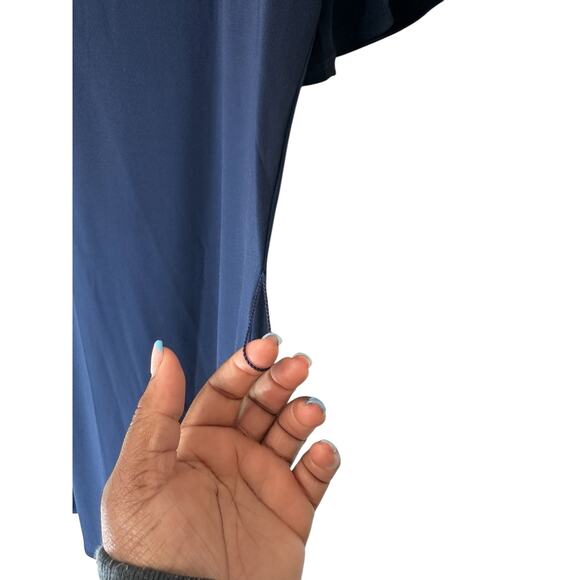 Brooke Shields Timeless Blue Cowl Neck Short Sleeve Office Work Dress Medium - Picture 4 of 11